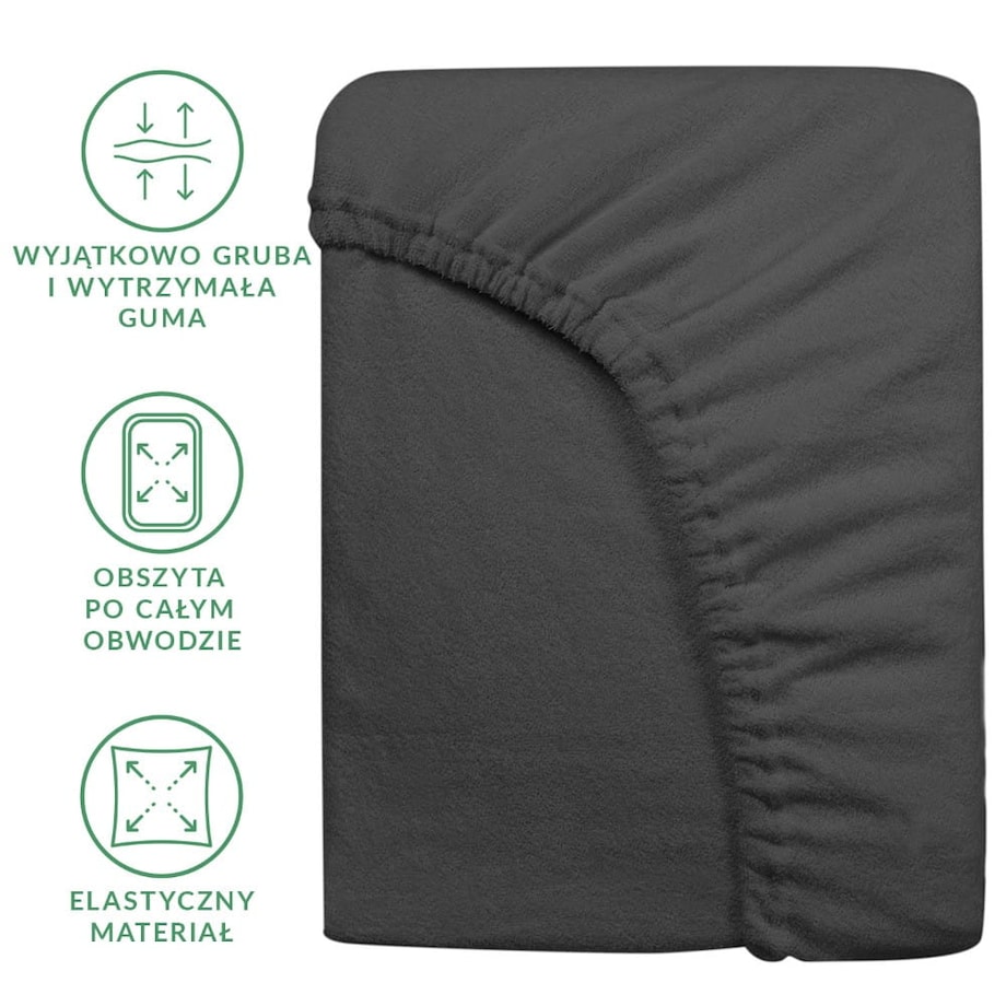 Prześcieradło z bawełny frotte z gumką 90x200 kolor antracyt