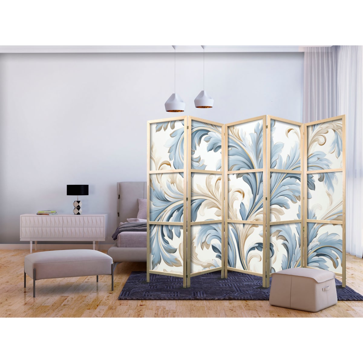 Parawan Japoński 5-panelowy Barokowe Ornamenty 225x172cm