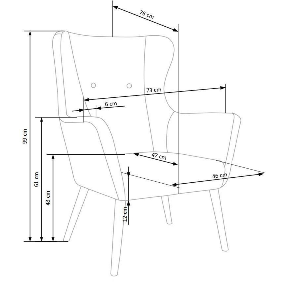 FOTEL WYPOCZYNKOWY Damar niebieski DREWNIANE NOGI