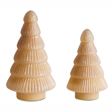 Zestaw 2 figurek dekoracyjnych FLAREN 20/25 cm Choinka Beżowy