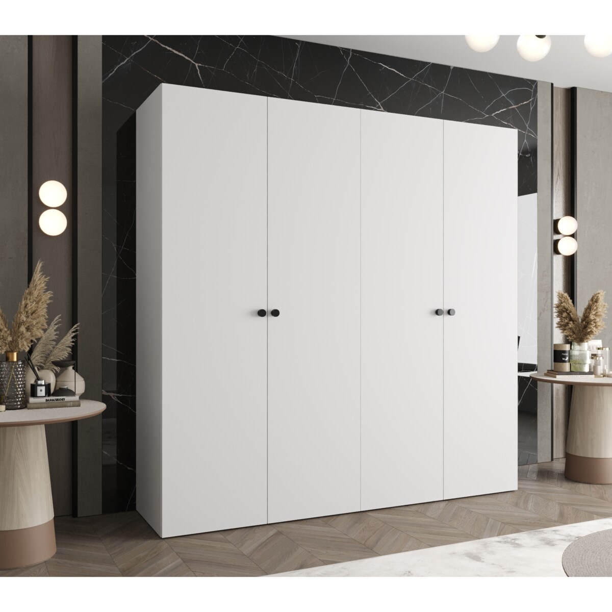 Szafa uchylna otwierana PARMA 1 200 wys. 202 cm Biały + u. Czarny