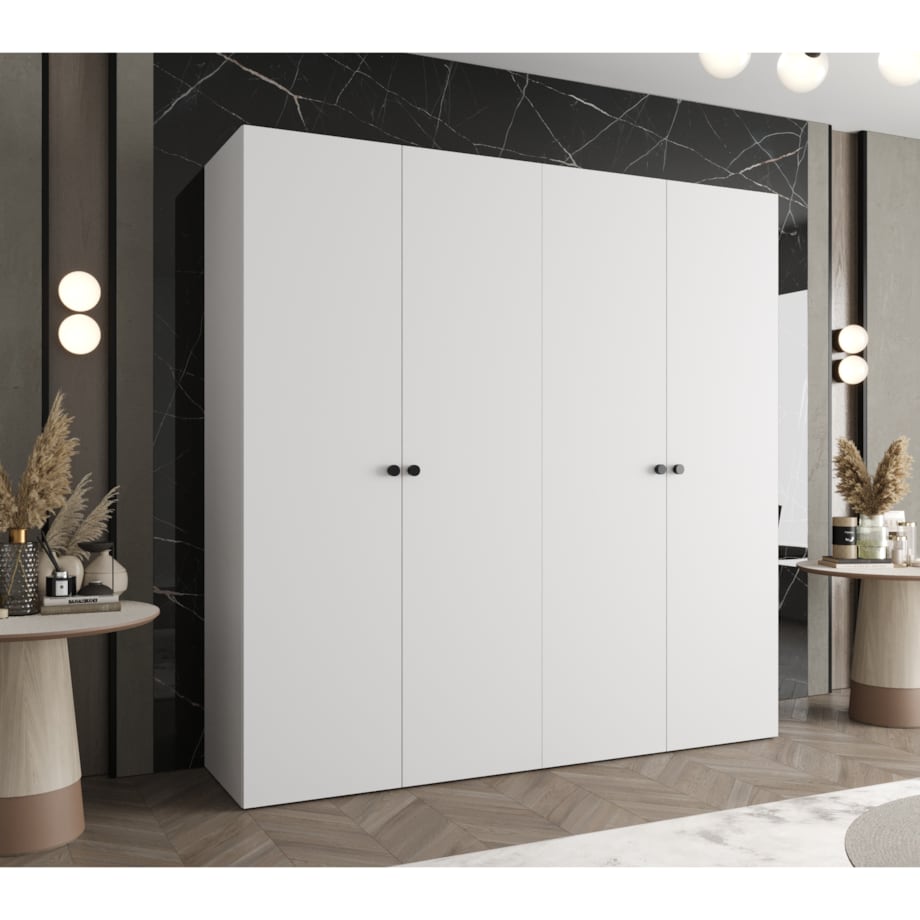 Szafa uchylna otwierana PARMA 1 200 wys. 202 cm Biały + u. Czarny