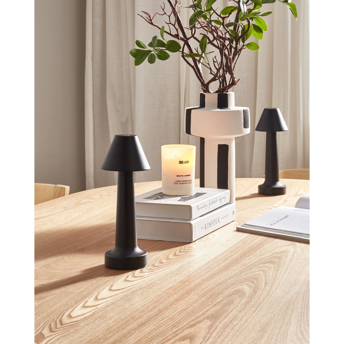 Zestaw 2 lampek stołowych metalowych czarny JOANES