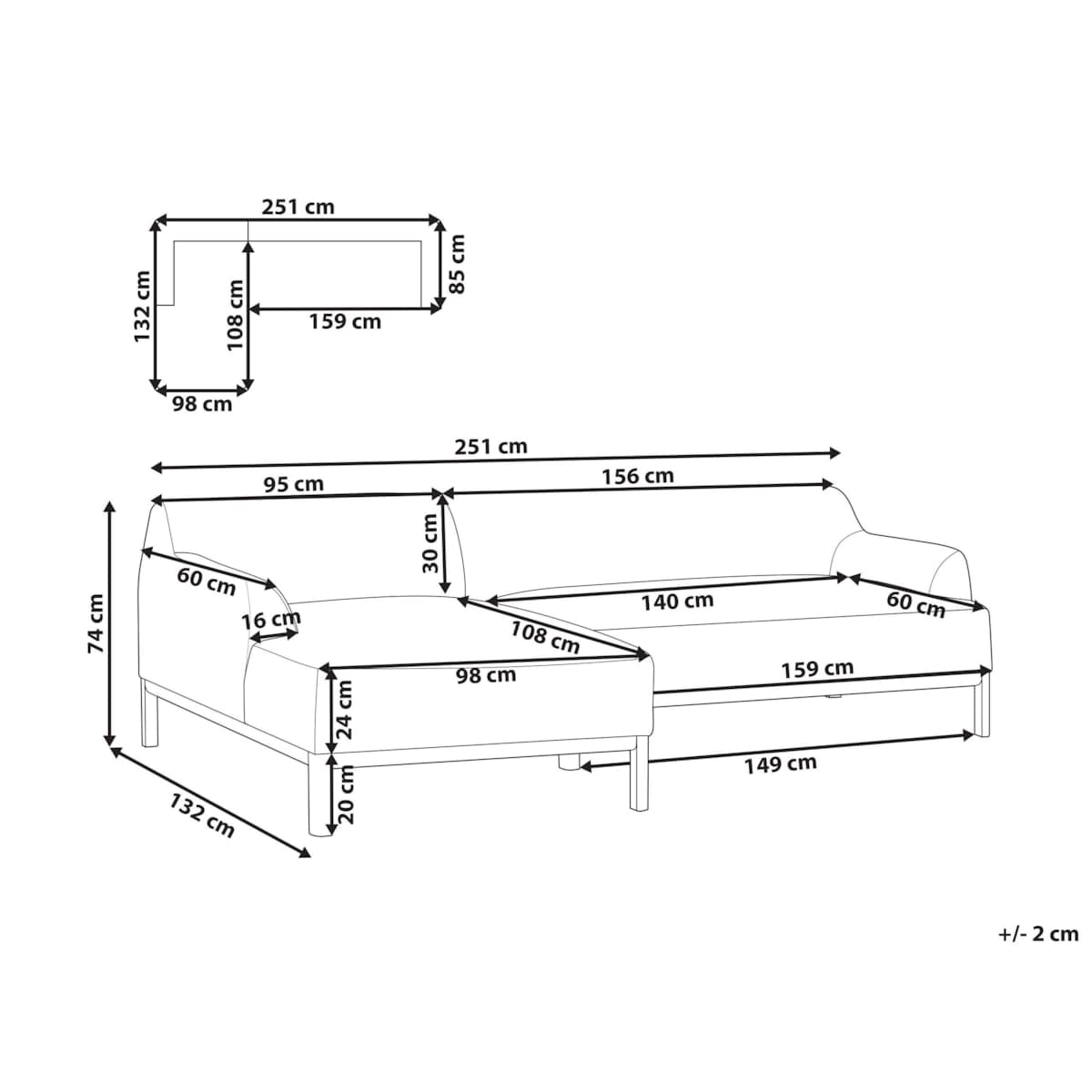 Sofa narożna prawostronna SOSJO Burgundowy Tkanina Prawostronny