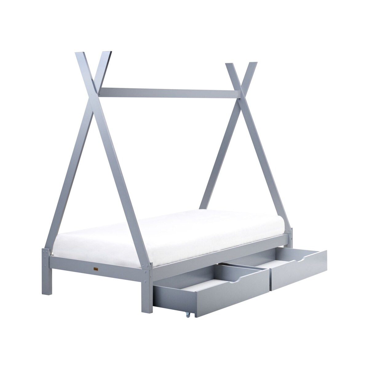 Łóżko z szufladami Drewno sosnowe DEVAY 90 x 200 cm Z miejscem do przechowywania Szary