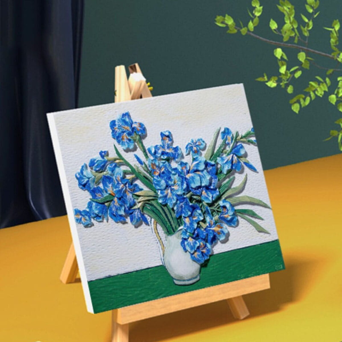 Malowanie 3D - Płaskorzeźba Niebieskie irysy