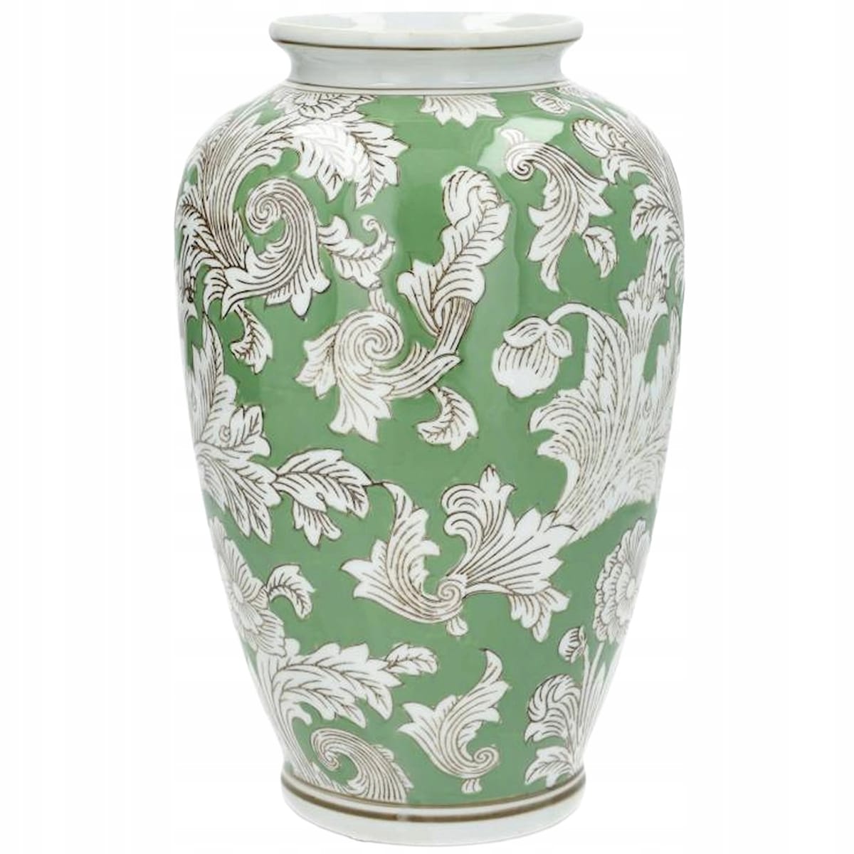 WAZON NA KWIATY TULIPANY BUKIET CERAMICZNY ZIELONY BIAŁY DUŻY DO DOMU 30cm