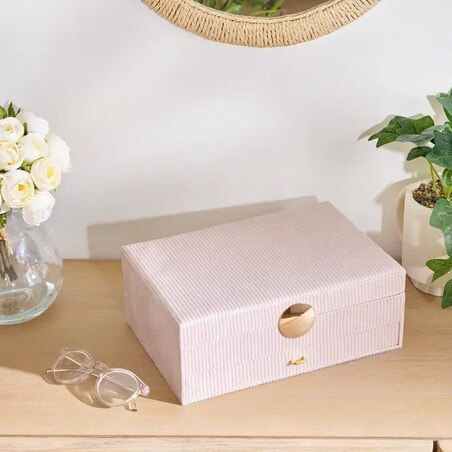 Szkatułka na biżuterię Enya, sztruksowa, 27,5x19x10 cm