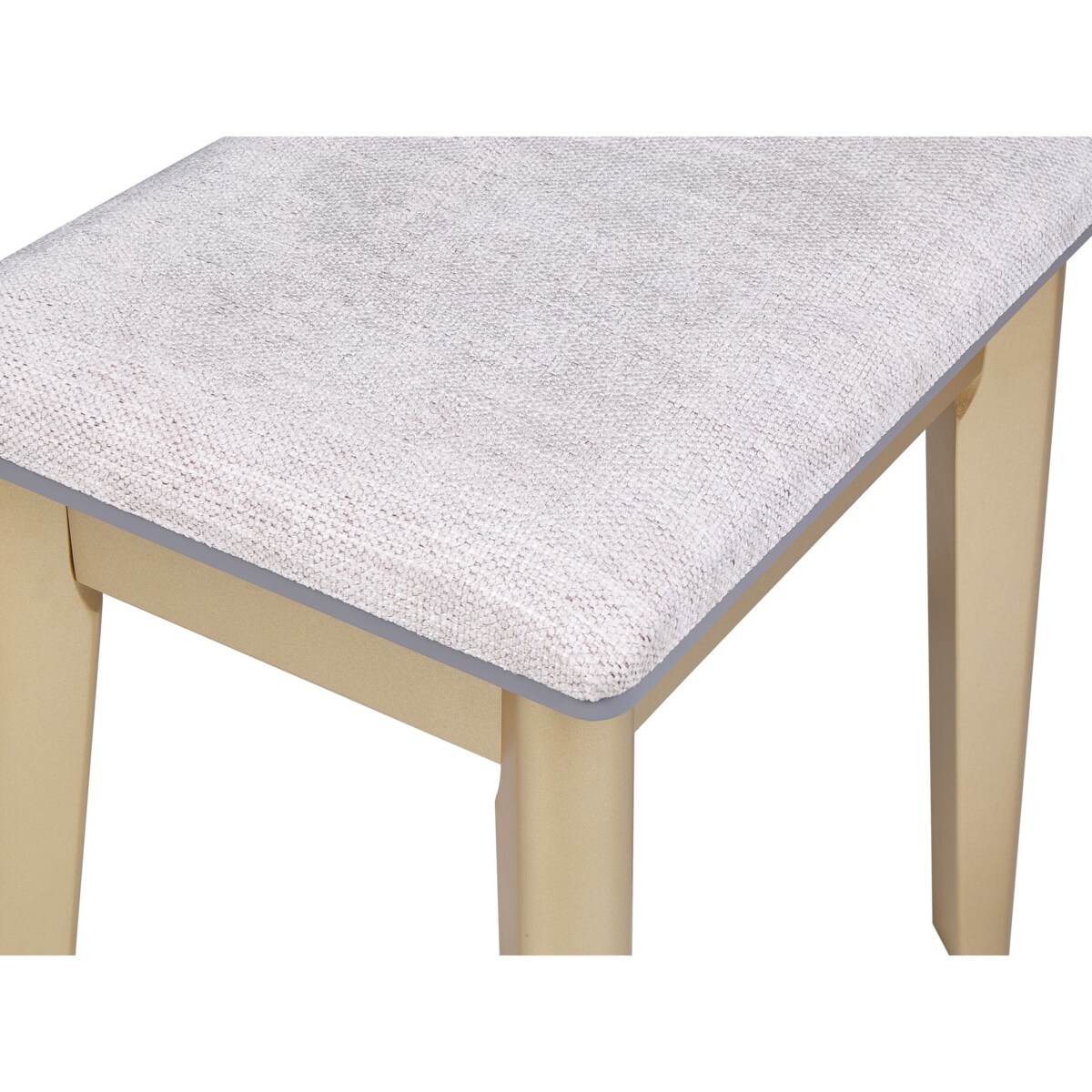 Toaletka 4 szuflady lustro LED ze stołkiem szaro-złota FEDRY