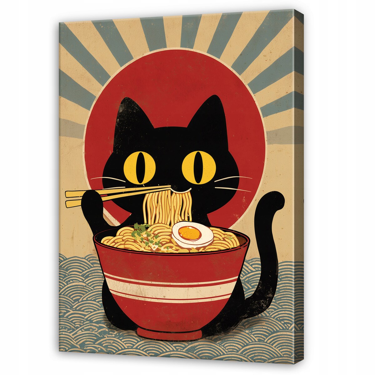 Obraz Do Sypialni Salonu Na Płótnie Kot Retro Czerwony 80x120