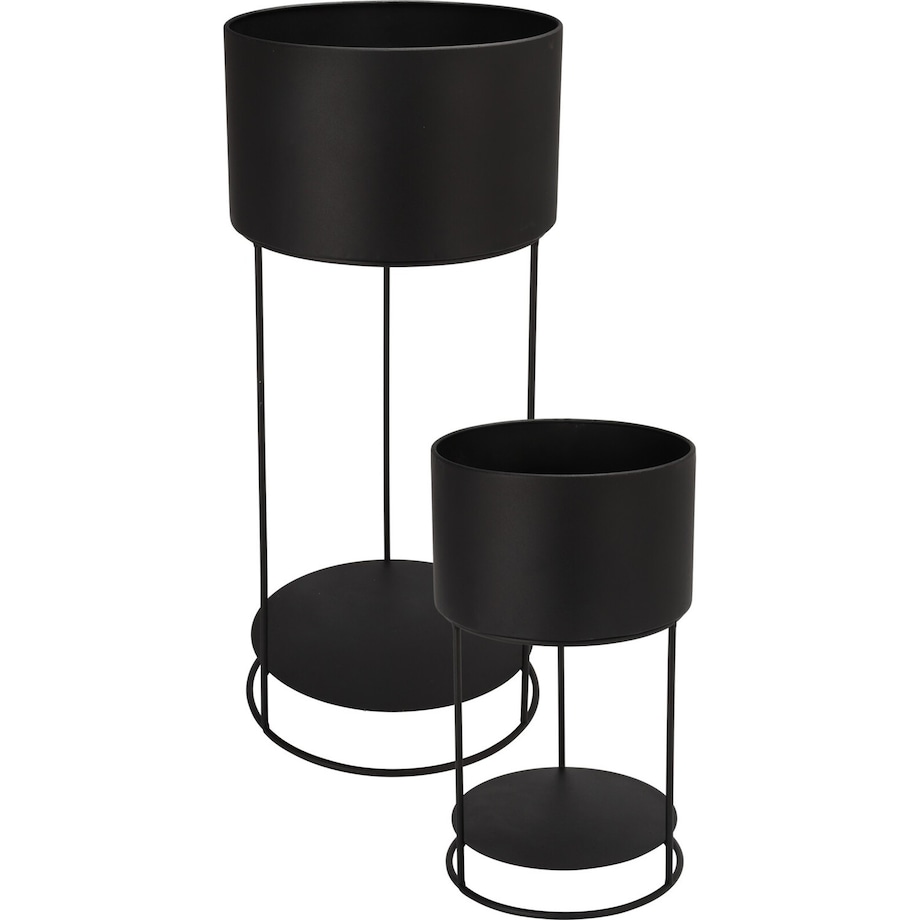 Kwietnik metalowy loftowy z 2 osłonkami 56,5/34,5x25,5/20x25,5/20 cm NARDO-3 czarny