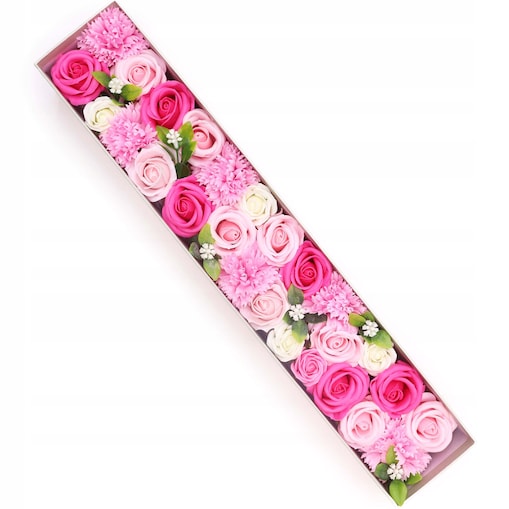 FLOWER BOX DŁUGI pudełko kwiatów MYDLANYCH pachną na urodziny DZIEŃ kobiet