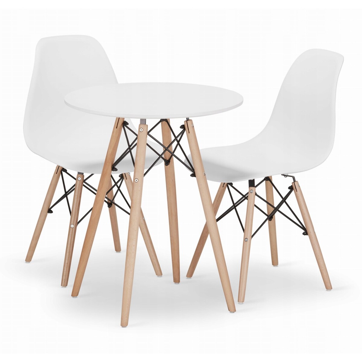 Zestaw Stół Do Jadalni Kuchni Salonu Biura Okrągły Todi 60 Biały + 2 Krzesła Osaka Białe