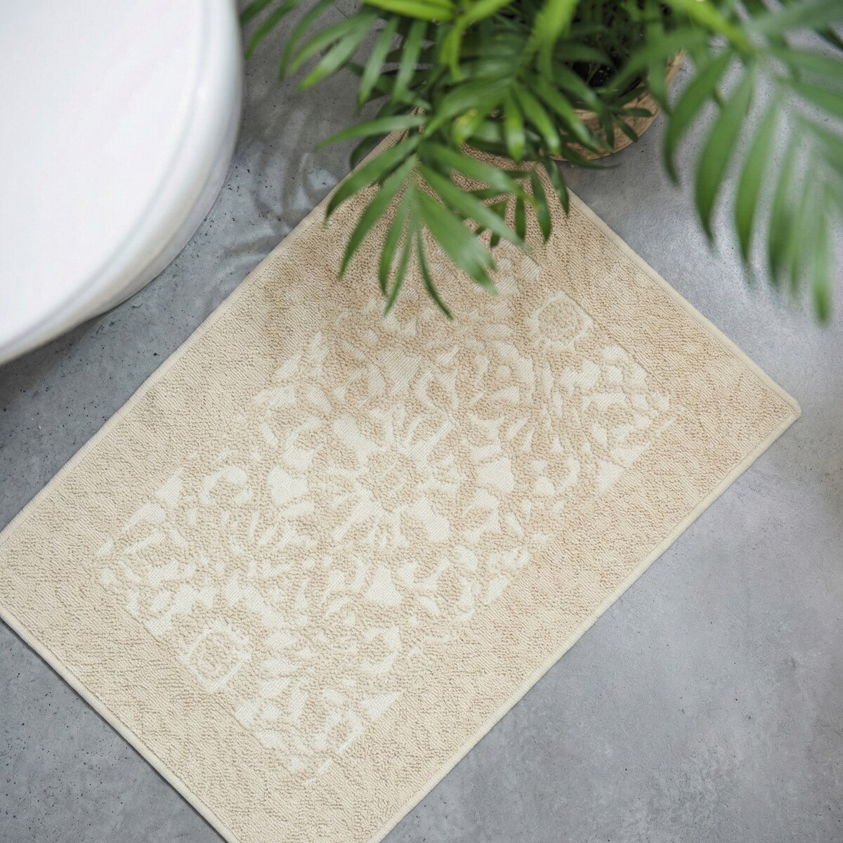 Komplet 2 szt Dywanik bawełniany 50x80 cm Lino antypoślizgowy egipski do prania pokoju łazienki zestaw Ornament beżowy