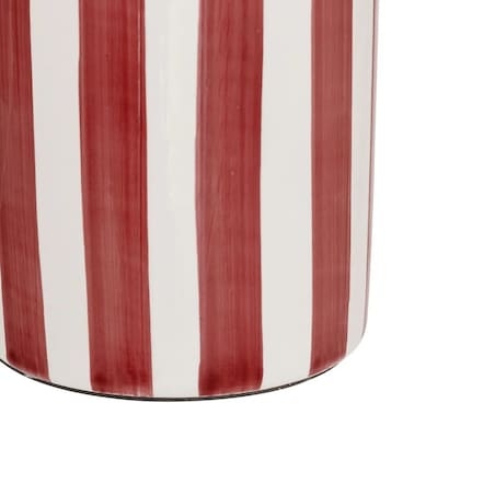 Lampa stołowa z ceramiki i tkaniny Frida biało-czerwona