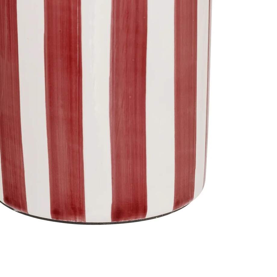 Lampa stołowa z ceramiki i tkaniny Frida biało-czerwona