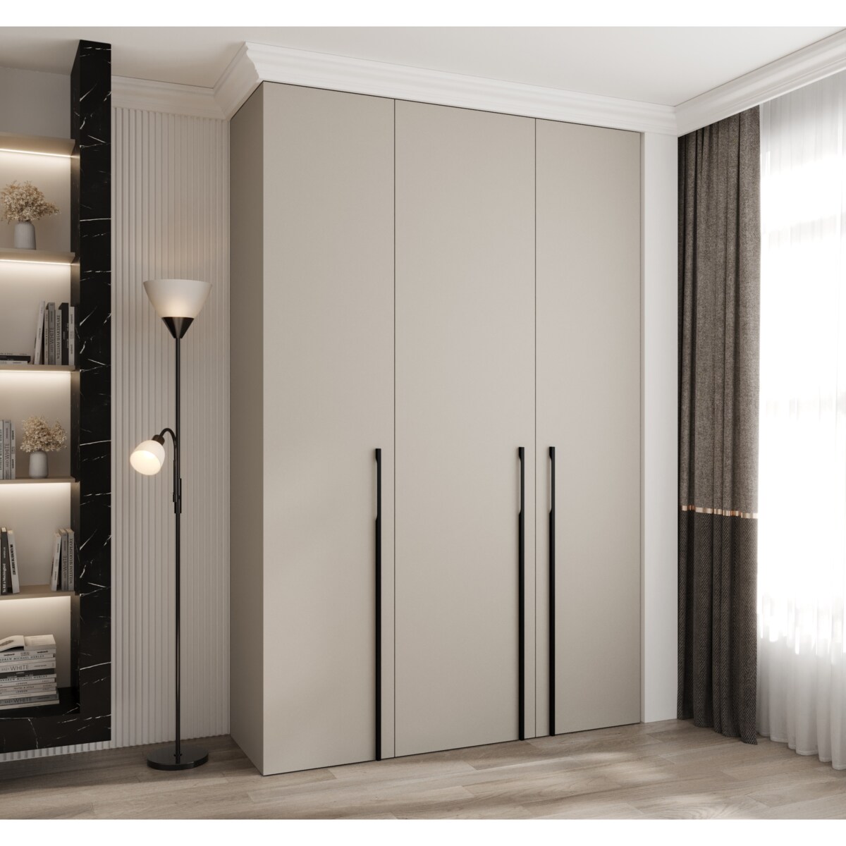 Szafa trzydrzwiowa Como 3 160 gł.50 kaszmir+czarny