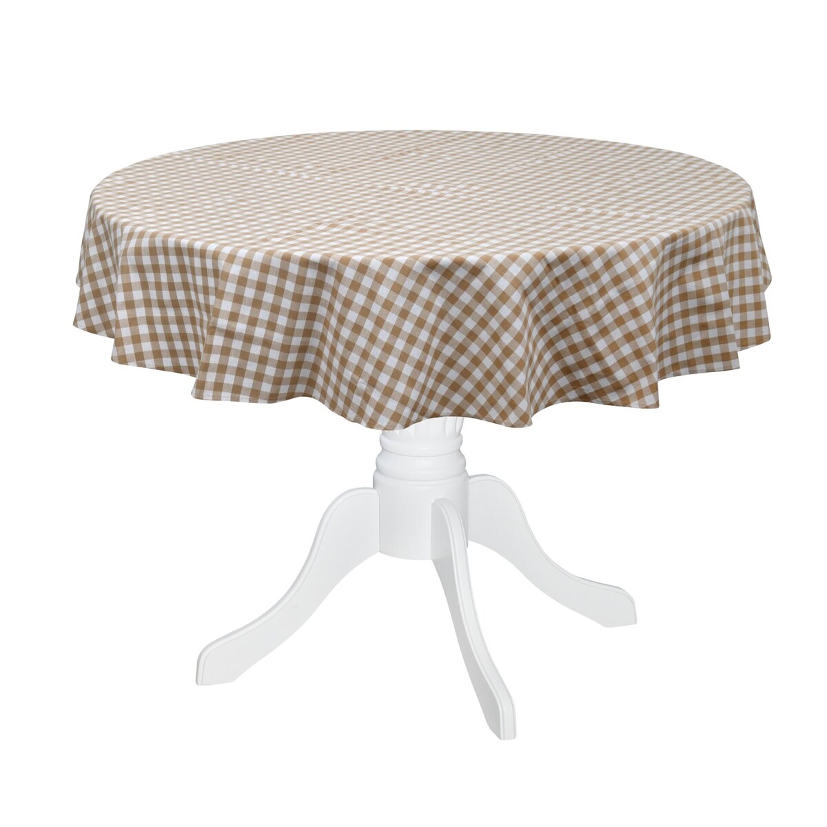 Obrus Beige Gingham okrągły - Średnica ok. ⌀ 140 cm - idealny dla 4 osób