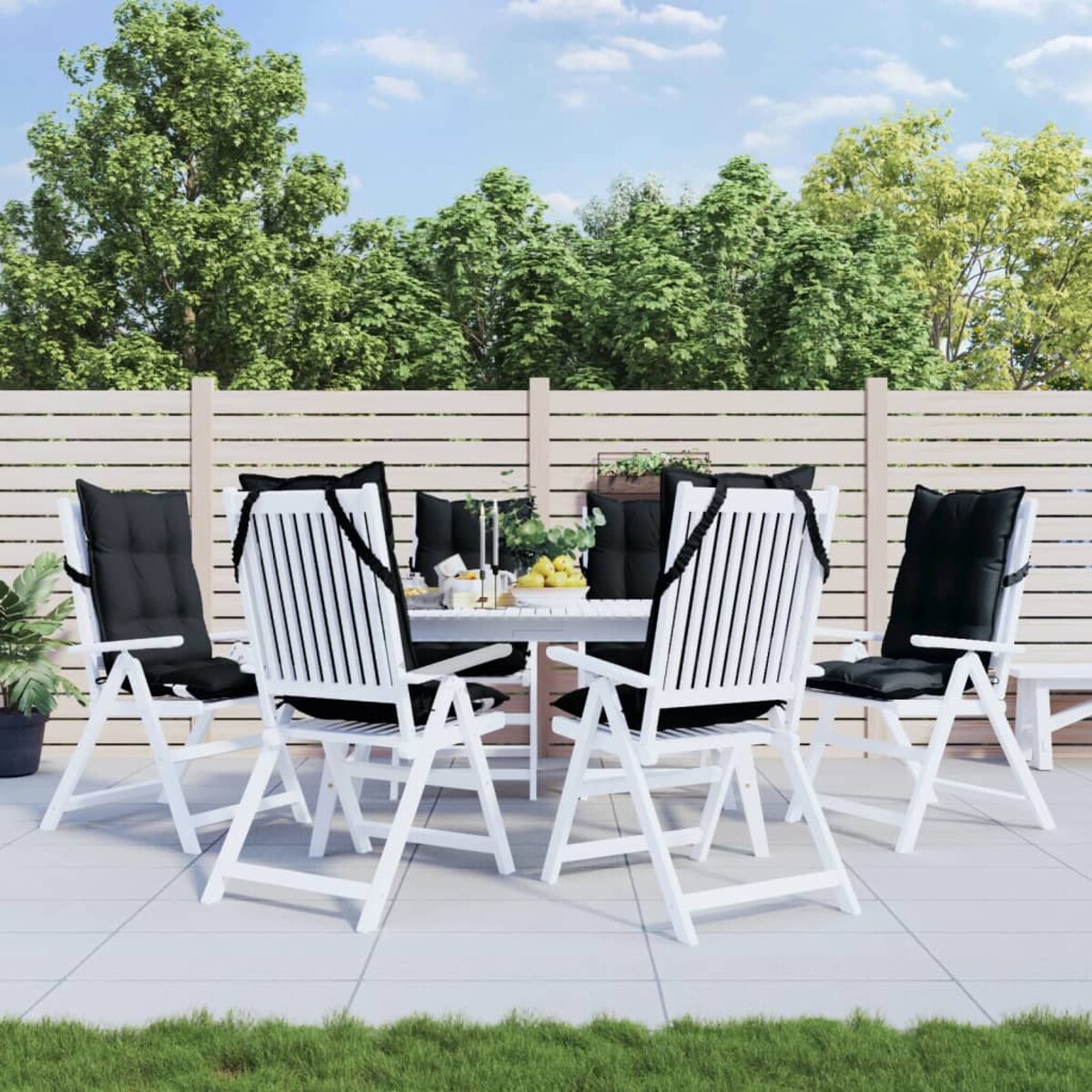 vidaXL Poduszki na krzesła z wysokim oparciem, 6 szt., czarne, Oxford