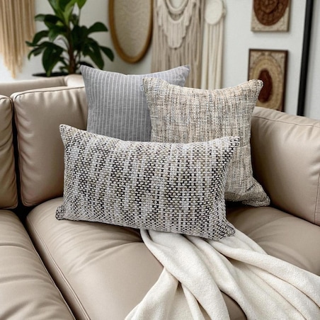Szaro-Beżowa Poduszka Dekoracyjna Stella 50x30 - melanż