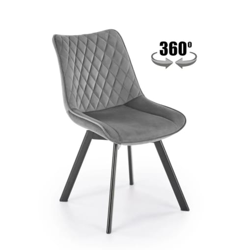 Krzesło tapicerowane K520 VELVET szare obracane
