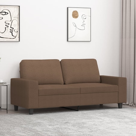 vidaXL Sofa 2-osobowa, brązowa, 140 cm, tapicerowana tkaniną