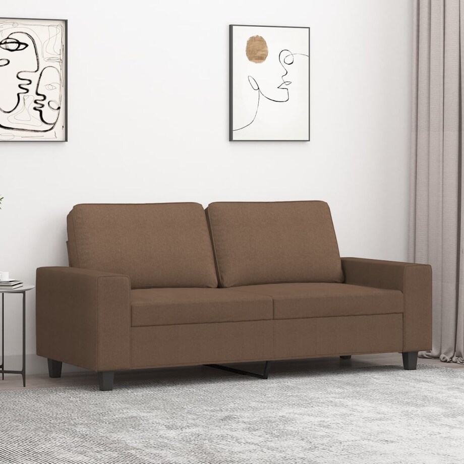 vidaXL Sofa 2-osobowa, brązowa, 140 cm, tapicerowana tkaniną
