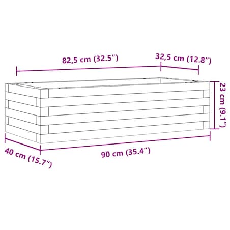 vidaXL Donica ogrodowa, biała, 90x40x23 cm, lite drewno sosnowe