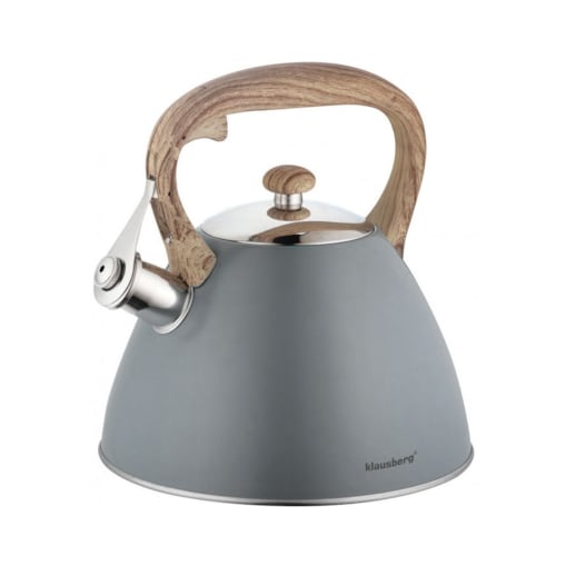 Czajnik stalowy z gwizdkiem lakierowany mat szary 3.0L KLAUSBERG