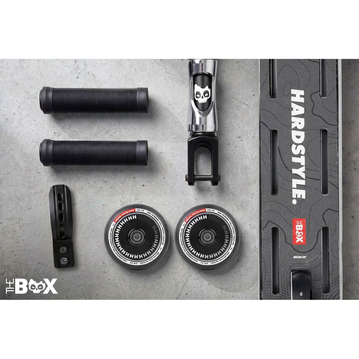 Hulajnoga wyczynowa Soke Box srebrno-czarny SCS ABEC-9 Hollow Core 110 mm