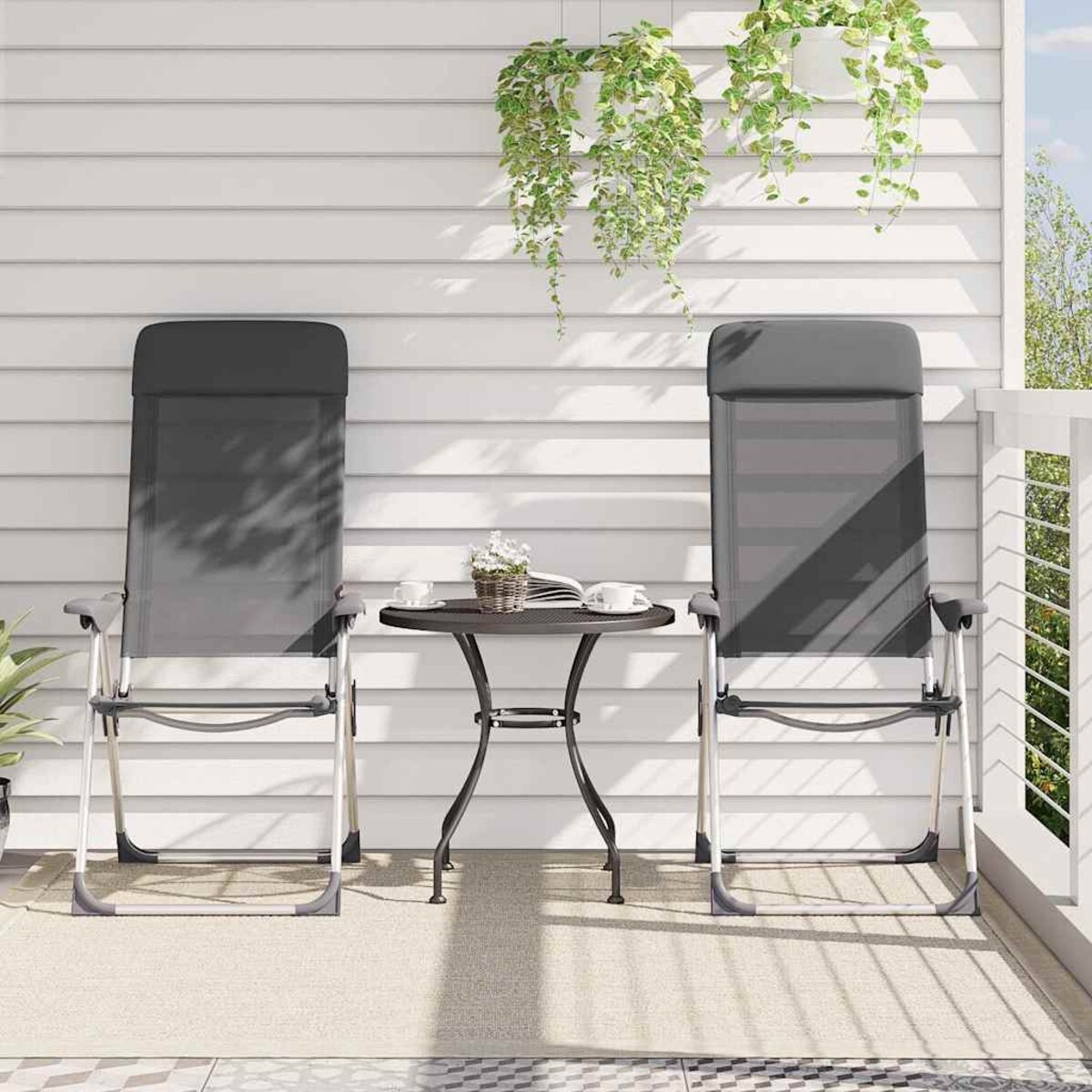 vidaXL Składane krzesła turystyczne, 4 szt., szare, aluminiowe