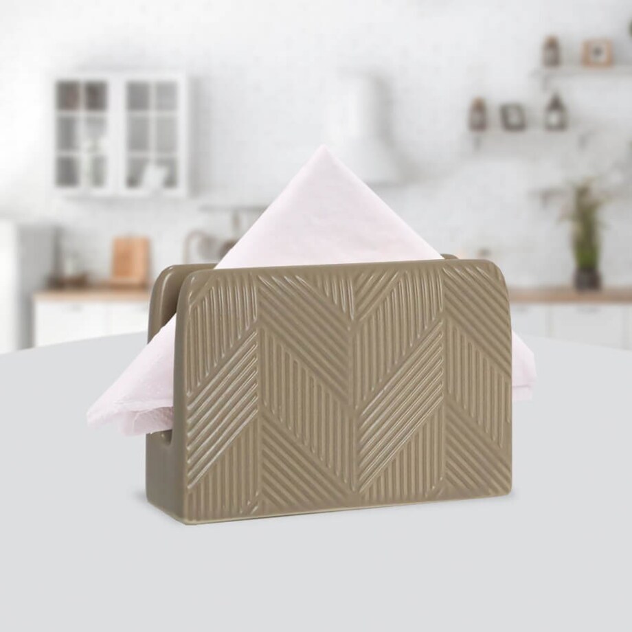 Ceramiczny serwetnik stojak na serwetki Geometry Beige MAESTRO