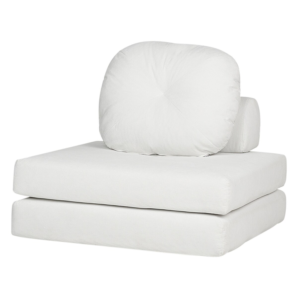 Sofa rozkładana jednoosobowa sztruksowa biała OLDEN