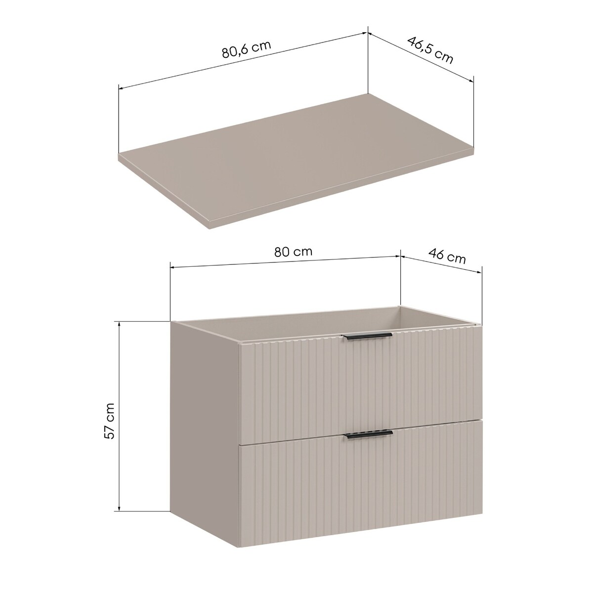 Komoda szafka łazienkowa ryflowana kaszmir Noto