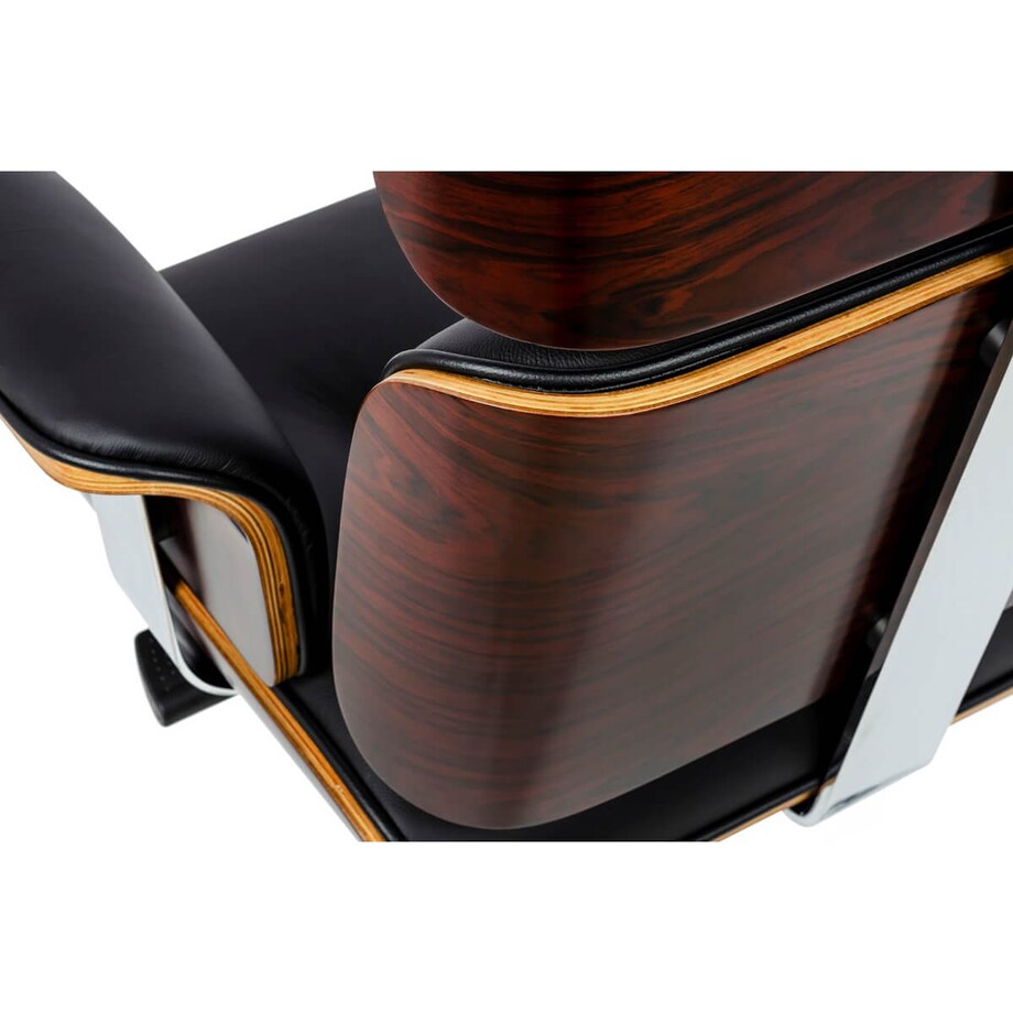 Skórzany fotel do gabinetu Lounge czarny sklejka różana, King Home