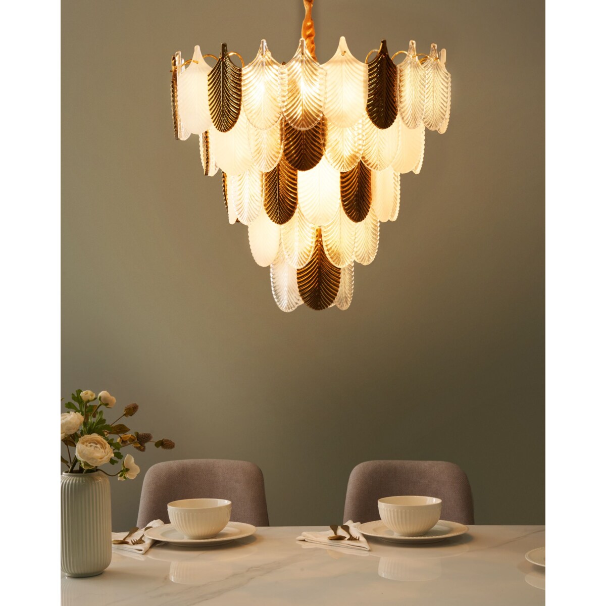 Żyrandol AGUIRRE Szkło Mosiężny