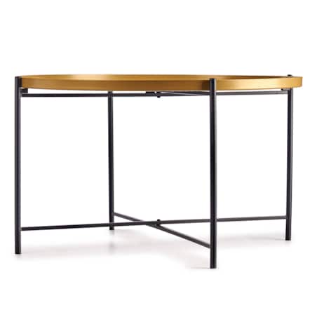 Niski stolik kawowy ze złotym blatem, Ø 76,5 cm