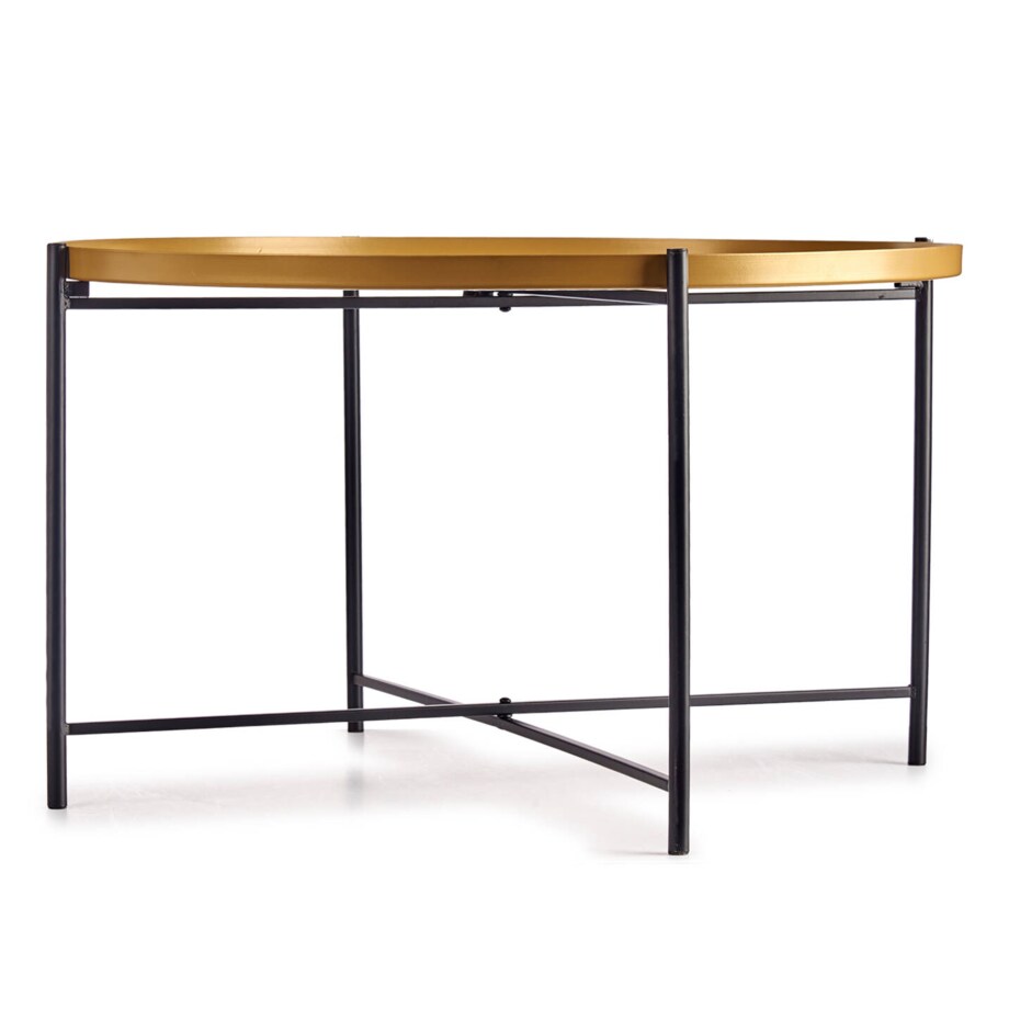 Niski stolik kawowy ze złotym blatem, Ø 76,5 cm