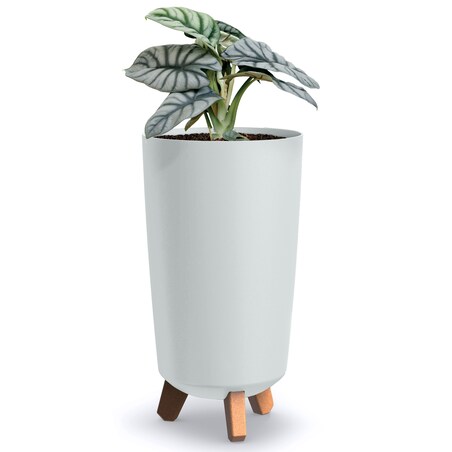 Donica Ogrodowa 23,9 Cm Na Nóżkach Wysoka Doniczka Dekoracyjna Biała
