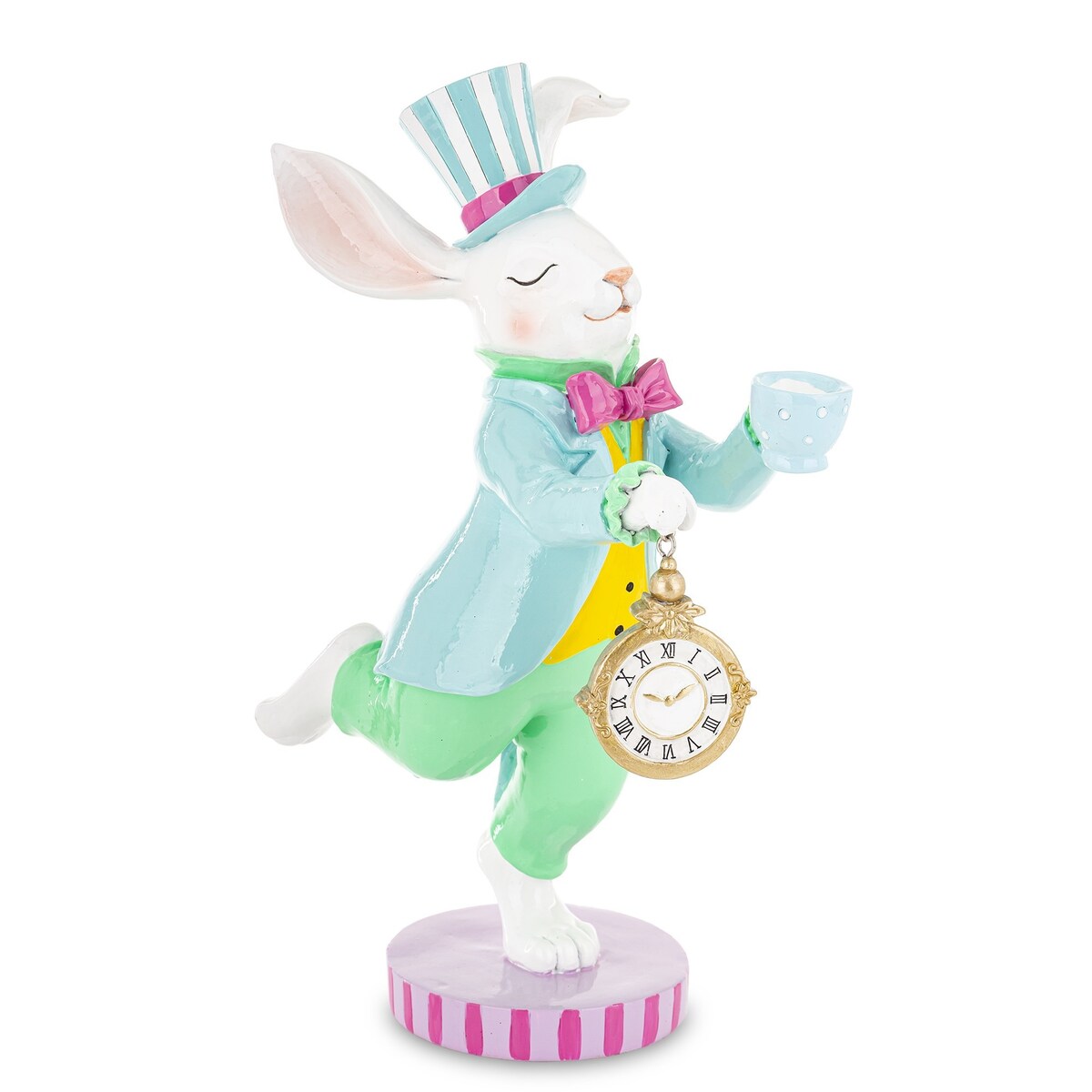 Dekoracja - królik z filiżanką i zegarem 31x11,5x21 cm CIRCUS-2