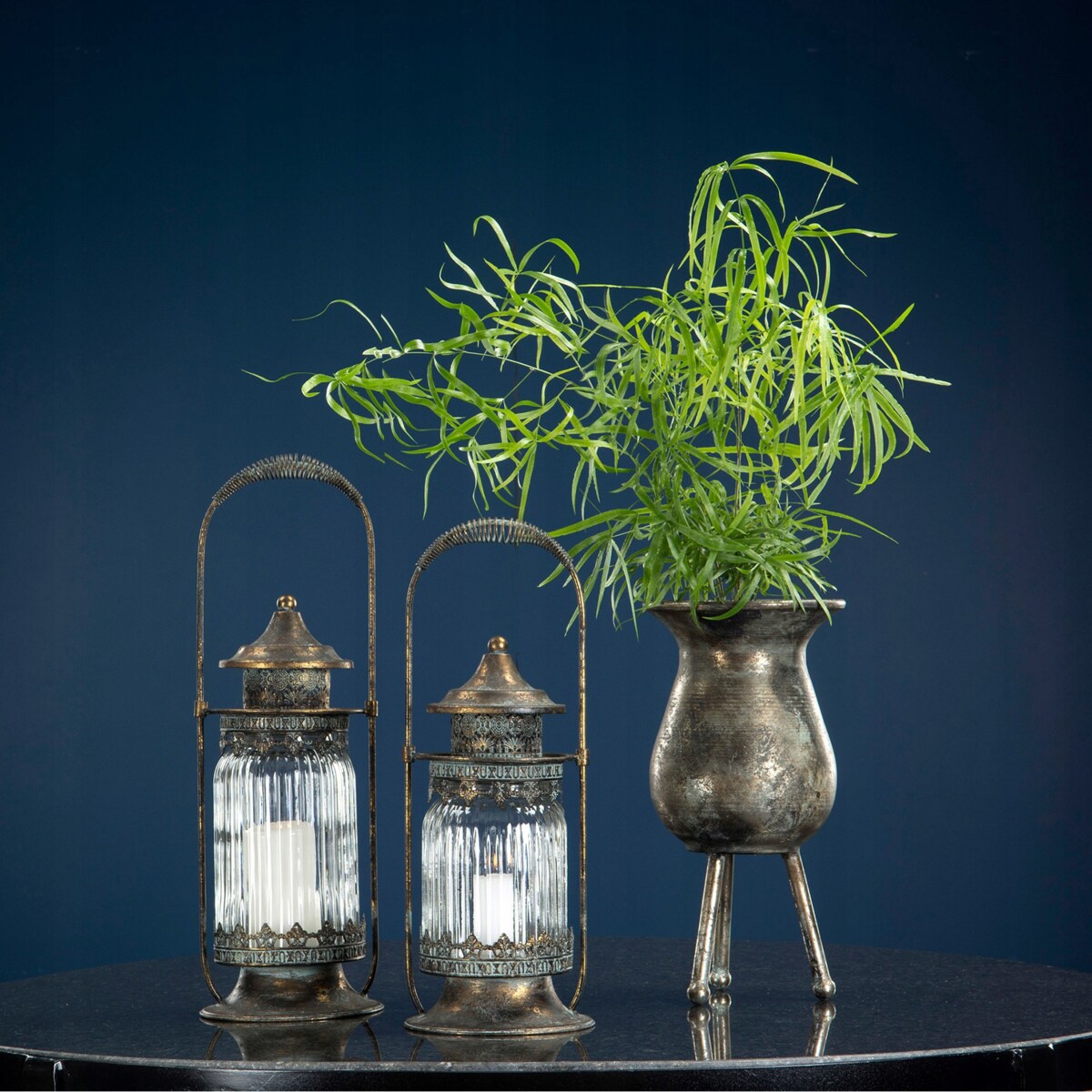 LAMPION STYL RETRO VINTAGE kolor stare złoto stojący / wiszący wys. 38cm