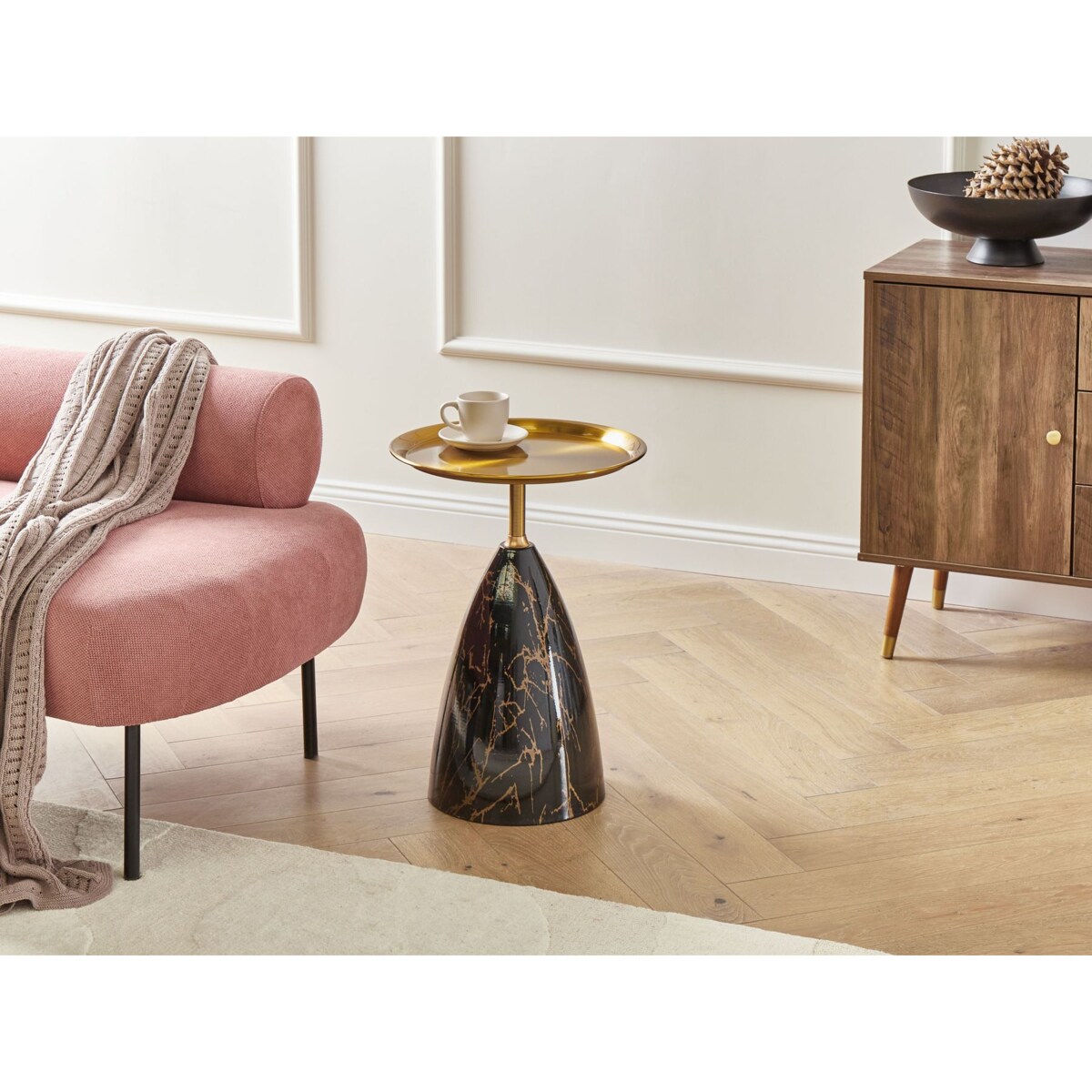 Stolik pomocniczy STORM Metal Marmur/ złoty
