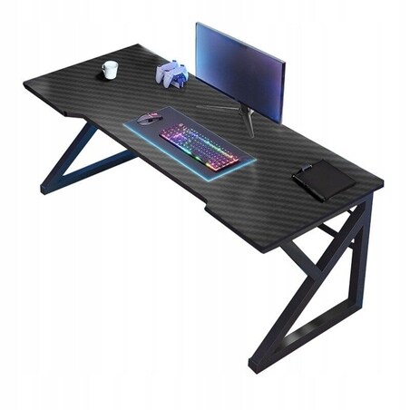 Biurko Gamingowe Komputerowe Czarne Carbon Nowoczesne Dla Gracza 120 Cm
