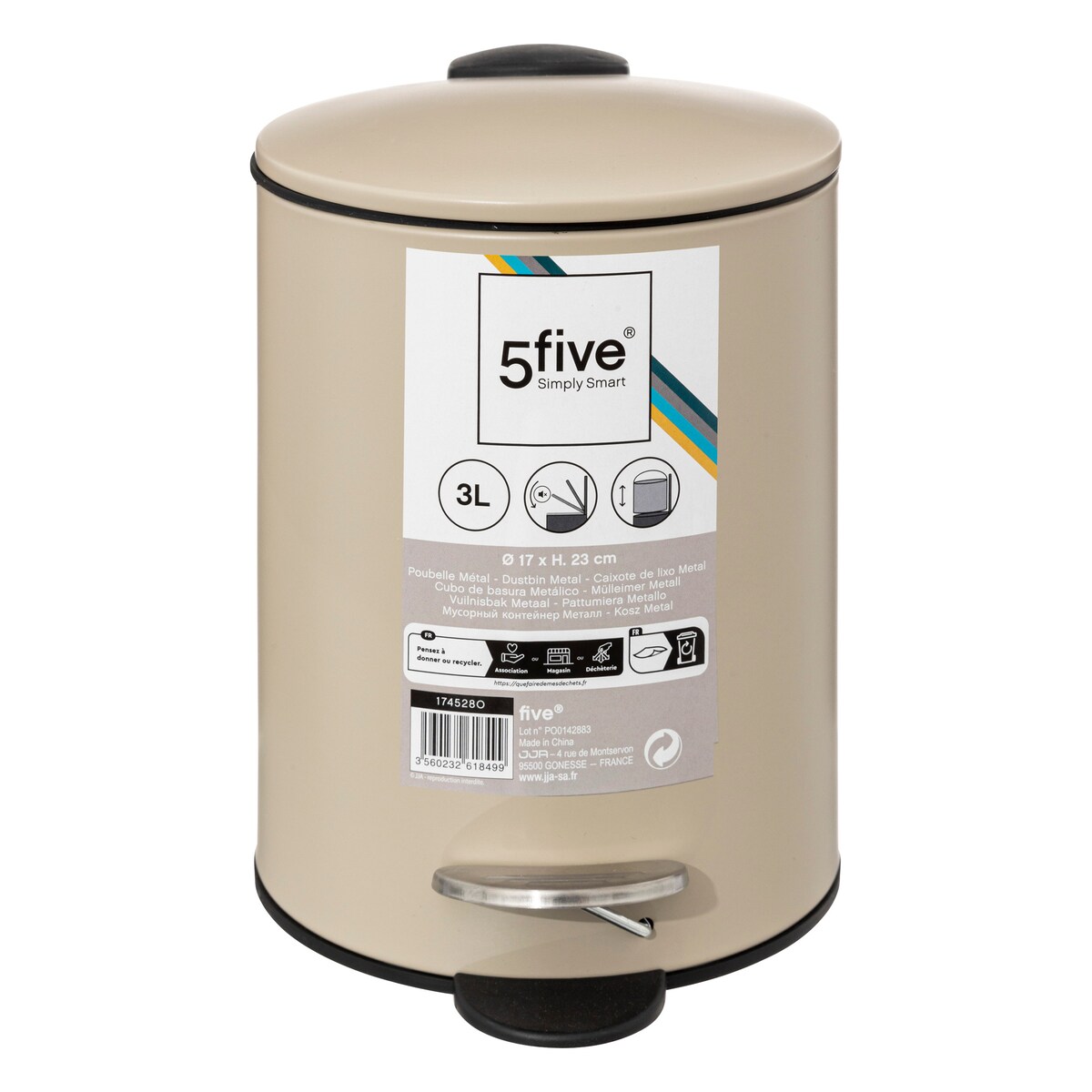 Kosz na śmieci do łazienki, mały, 3 l