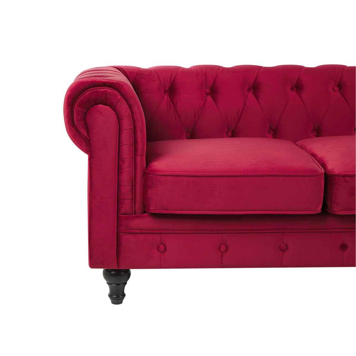 Komplet wypoczynkowy welurowy 4-osobowy czerwony CHESTERFIELD