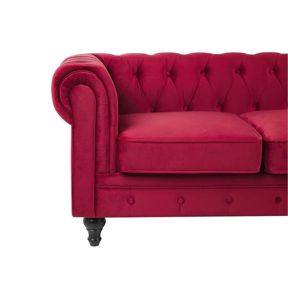 Komplet wypoczynkowy welurowy 4-osobowy czerwony CHESTERFIELD