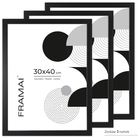 Pakiet 3 szt. czarnych ramek 30x40 cm FRAMAI®