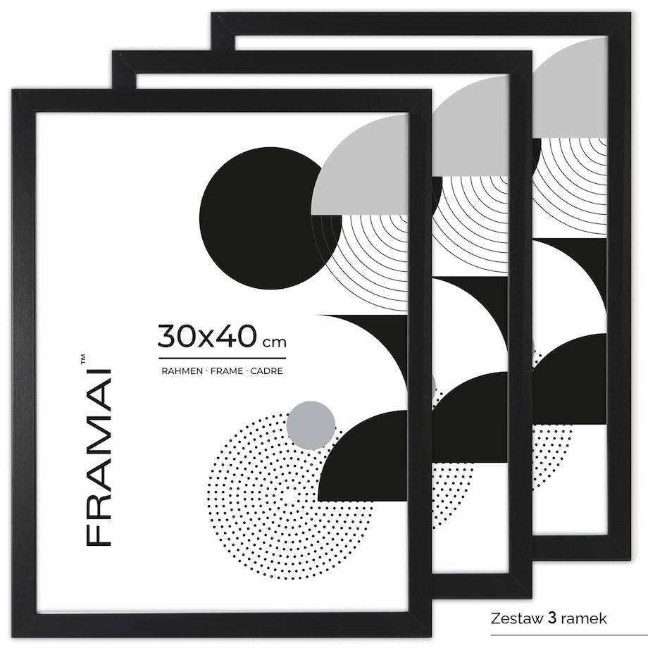 Pakiet 3 szt. czarnych ramek 30x40 cm FRAMAI®