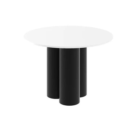 Stół okrągły RAVEO 100x100 biały połysk/czarny połysk