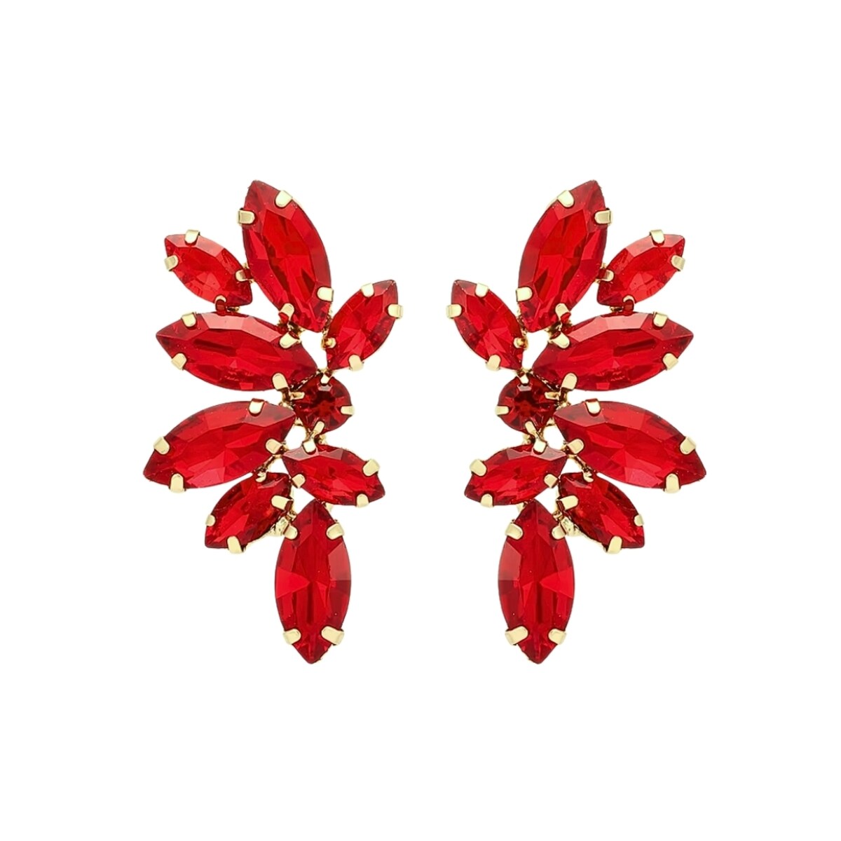 Czerwone złote kolczyki krótkie sztyfty elegancka biżuteria wesele IMPREZĘ